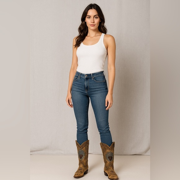 Dan Post Denim - Dan Post DP3441 Distressed Leather Turquoise Heart Cowgirl Boots 6.5M – Western